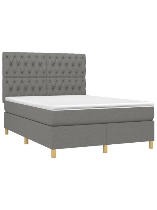 Box spring postel s matrací tmavě šedý 140 x 190 cm textil