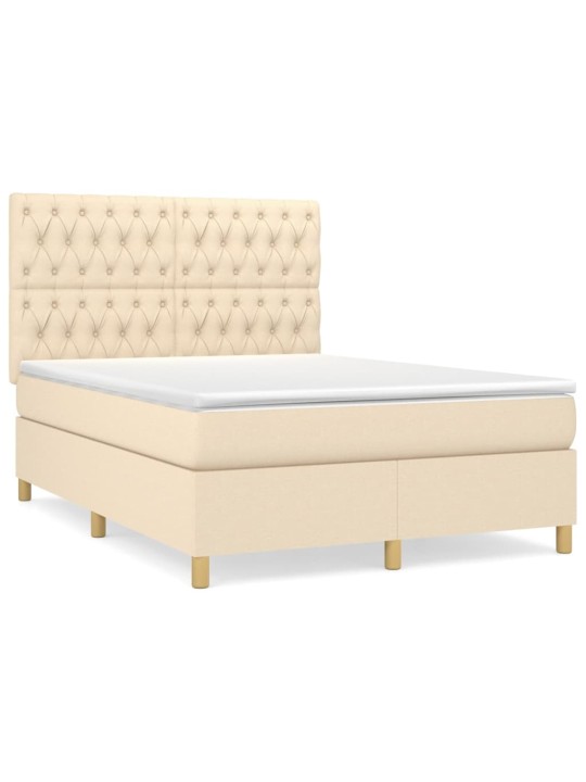 Box spring postel s matrací krémová 140x190 cm textil