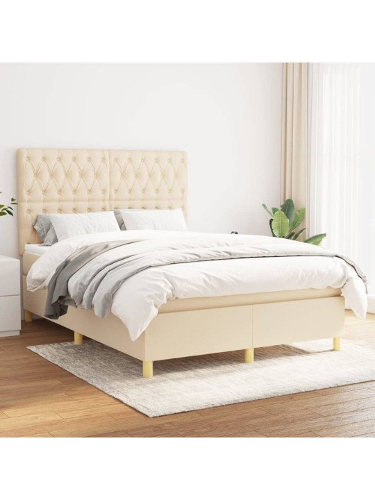 Box spring postel s matrací krémová 140x190 cm textil