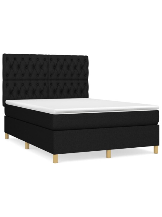 Box spring postel s matrací černá 140x200 cm textil