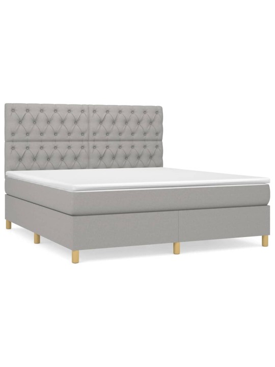 Box spring postel s matrací světle šedá 160 x 200 cm textil