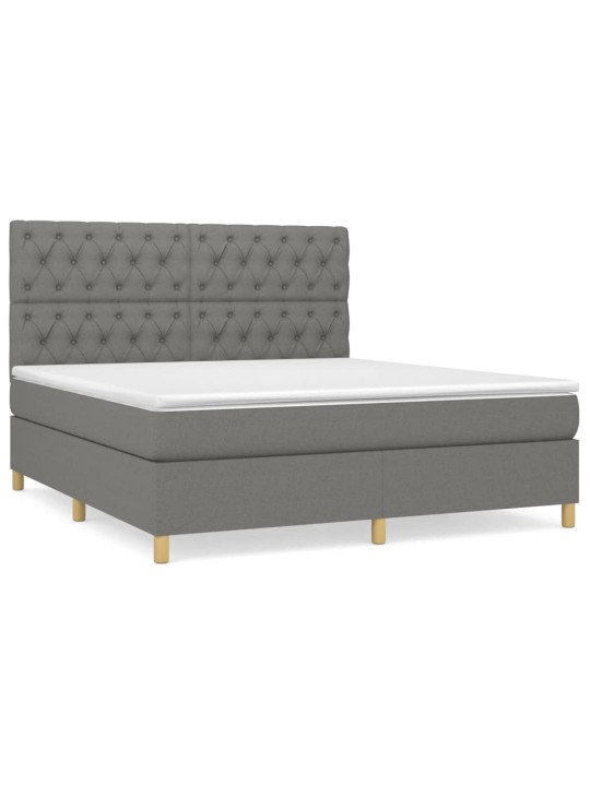 Box spring postel s matrací tmavě šedá 160x200 cm textil