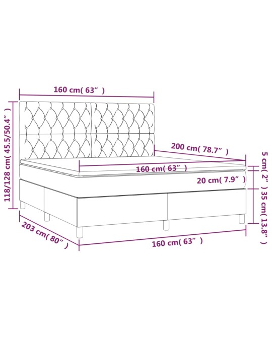 Box spring postel s matrací tmavě šedá 160x200 cm textil