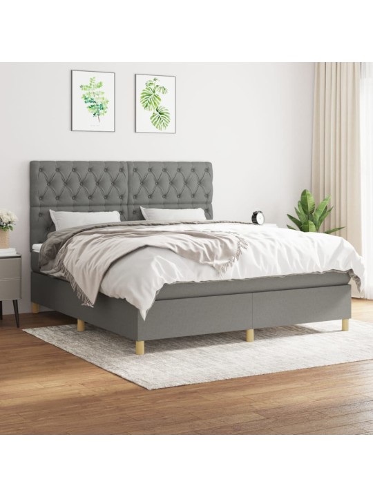 Box spring postel s matrací tmavě šedá 160x200 cm textil