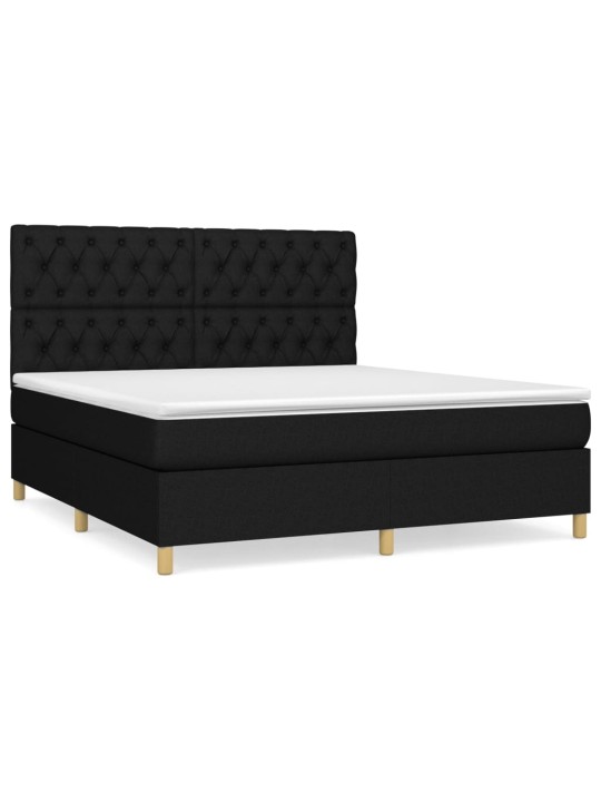 Box spring postel s matrací černá 160x200 cm textil