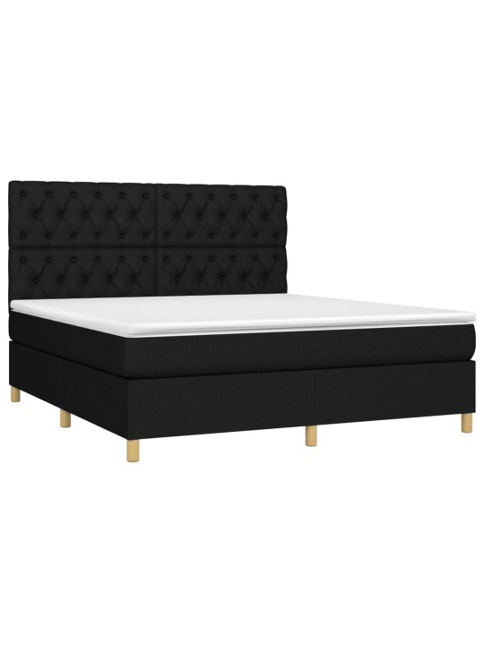 Box spring postel s matrací černá 160x200 cm textil