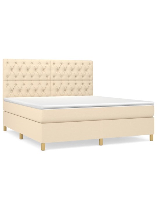 Box spring postel s matrací krémová 160x200 cm textil