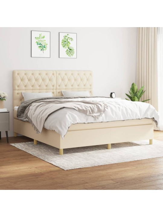 Box spring postel s matrací krémová 160x200 cm textil