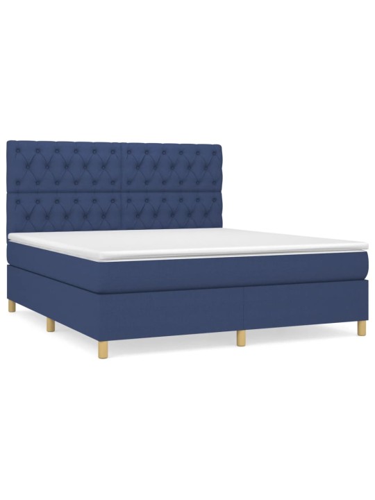 Box spring postel s matrací modrá 160x200 cm textil