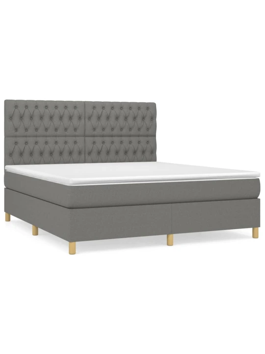 Box spring postel s matrací tmavě šedá 180x200 cm textil