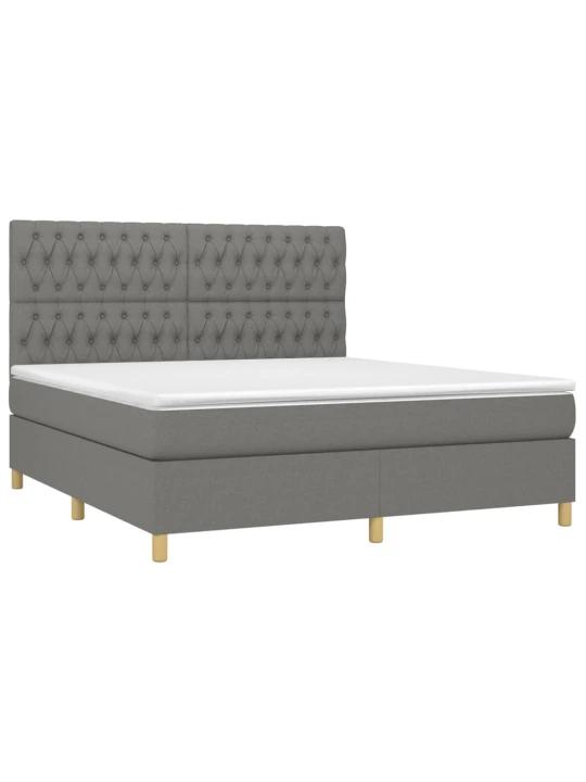 Box spring postel s matrací tmavě šedá 180x200 cm textil