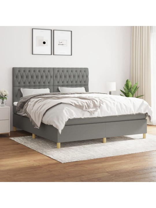 Box spring postel s matrací tmavě šedá 180x200 cm textil