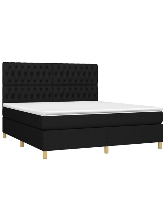 Box spring postel s matrací černá 180x200 cm textil