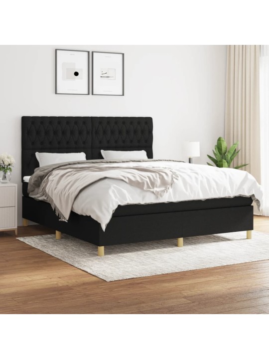 Box spring postel s matrací černá 180x200 cm textil