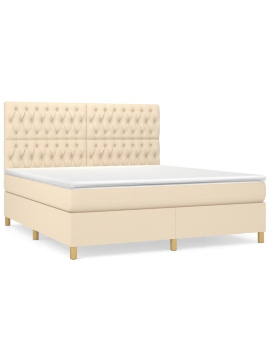 Box spring postel s matrací krémová 180x200 cm textil