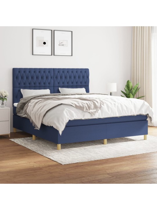 Box spring postel s matrací modrá 180x200 cm textil