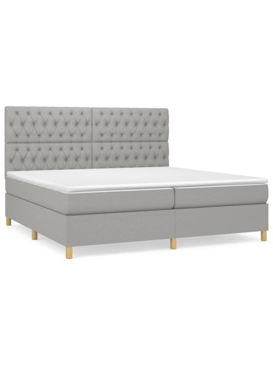 Box spring postel s matrací světle šedá 200 x 200 cm textil