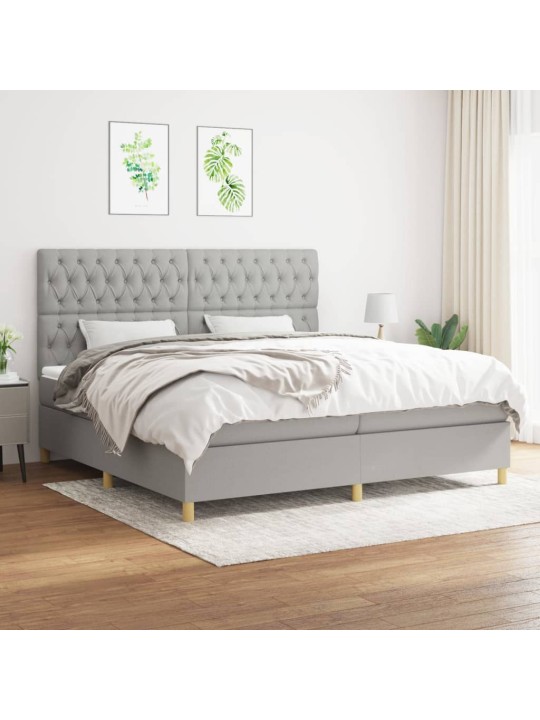 Box spring postel s matrací světle šedá 200 x 200 cm textil