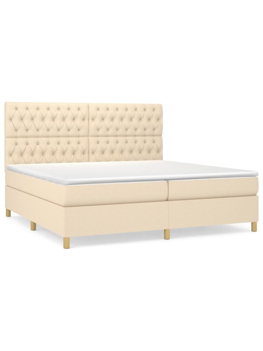 Box spring postel s matrací krémová 200x200 cm textil