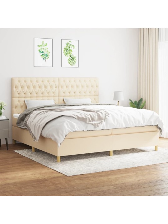 Box spring postel s matrací krémová 200x200 cm textil