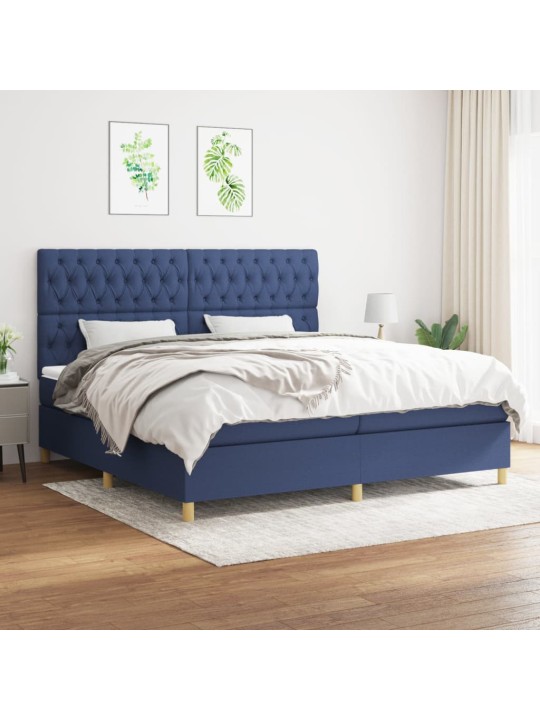 Box spring postel s matrací modrá 200x200 cm textil