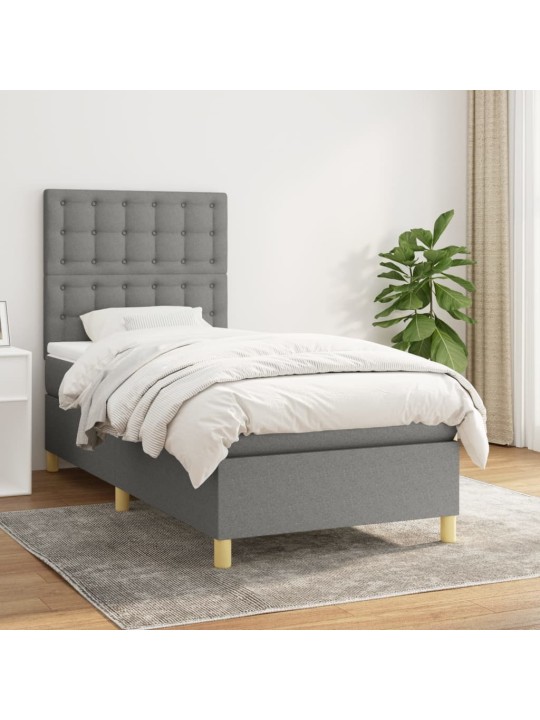 Box spring postel s matrací tmavě šedá 90x190 cm textil