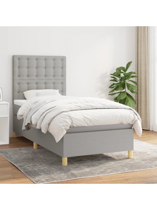 Box spring postel s matrací světle šedá 90x200 cm textil