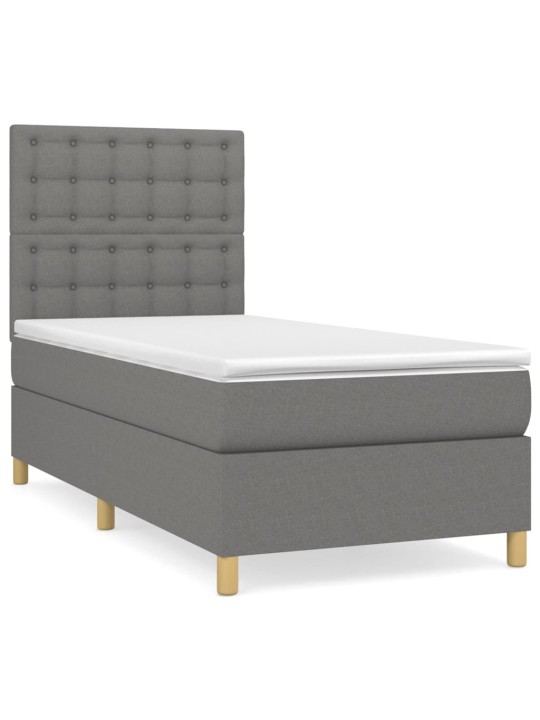 Box spring postel s matrací tmavě šedá 90x200 cm textil