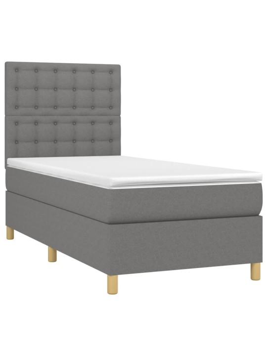 Box spring postel s matrací tmavě šedá 90x200 cm textil