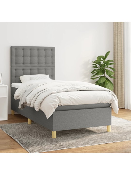 Box spring postel s matrací tmavě šedá 90x200 cm textil