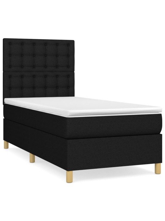 Box spring postel s matrací černá 100 x 200 cm textil