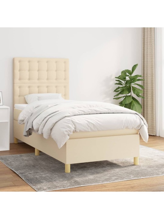 Box spring postel s matrací krémová 100 x 200 cm textil