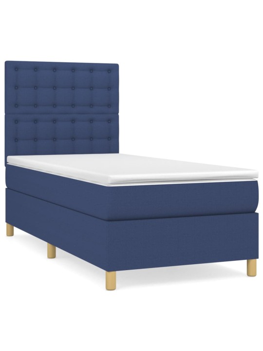 Box spring postel s matrací modrá 100 x 200 cm textil