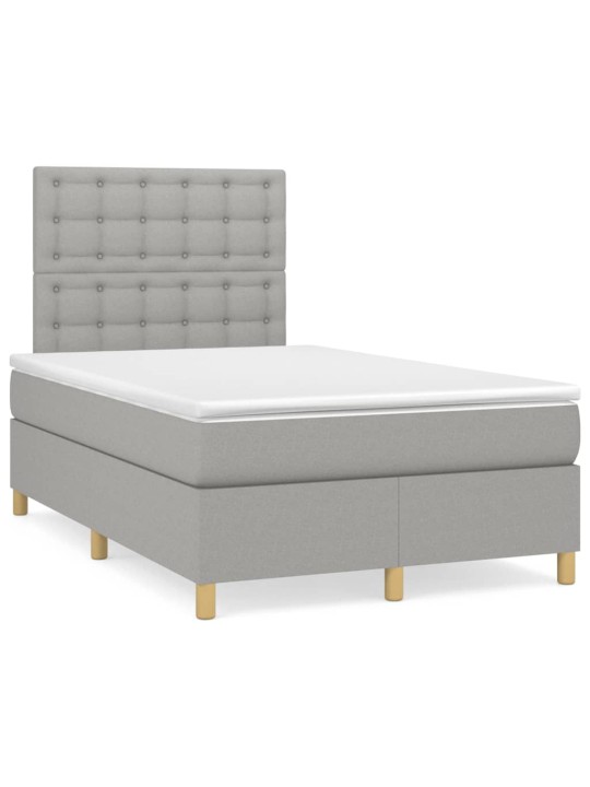 Box spring postel s matrací světle šedá 120 x 200 cm textil