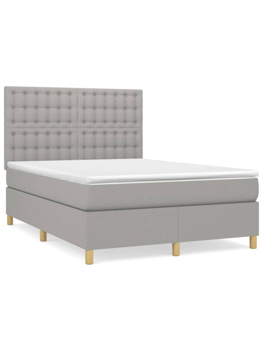 Box spring postel s matrací světle šedá 140 x 190 cm textil