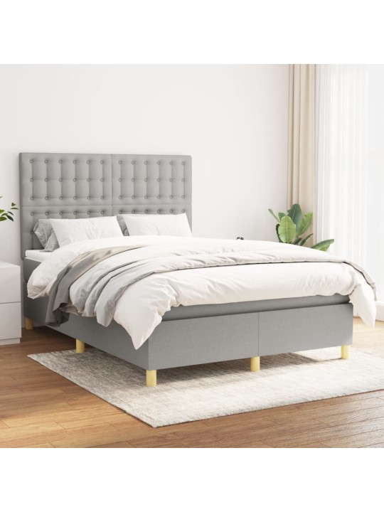 Box spring postel s matrací světle šedá 140 x 190 cm textil