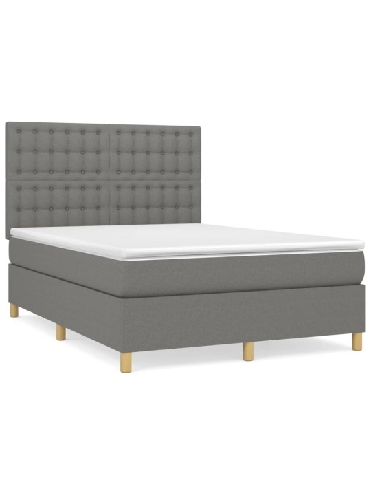 Box spring postel s matrací tmavě šedý 140 x 190 cm textil