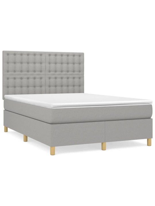Box spring postel s matrací světle šedá 140 x 200 cm textil