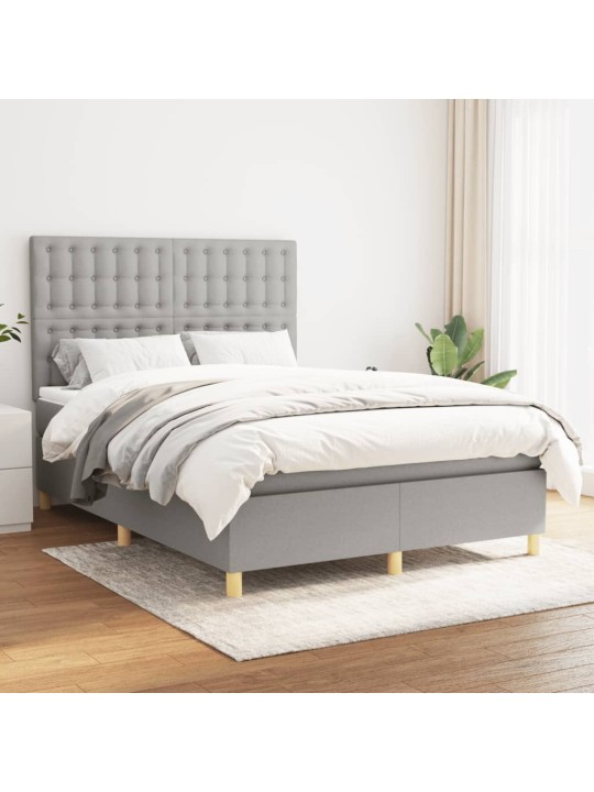 Box spring postel s matrací světle šedá 140 x 200 cm textil
