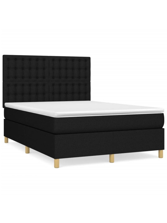 Box spring postel s matrací černá 140x200 cm textil