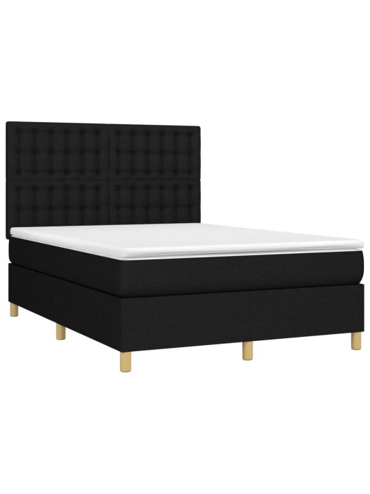 Box spring postel s matrací černá 140x200 cm textil