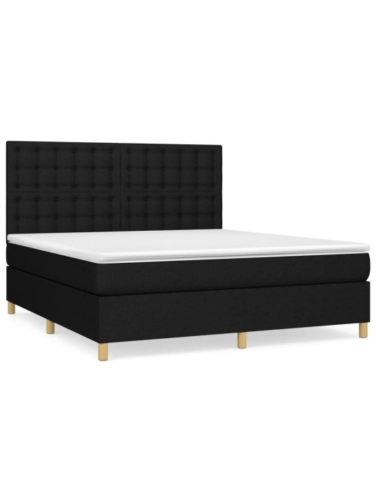 Box spring postel s matrací černá 160x200 cm textil