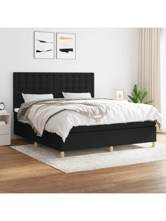 Box spring postel s matrací černá 160x200 cm textil
