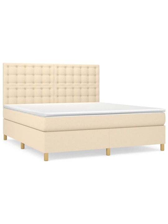 Box spring postel s matrací krémová 160x200 cm textil