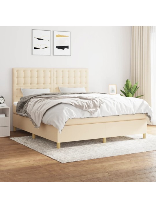 Box spring postel s matrací krémová 160x200 cm textil