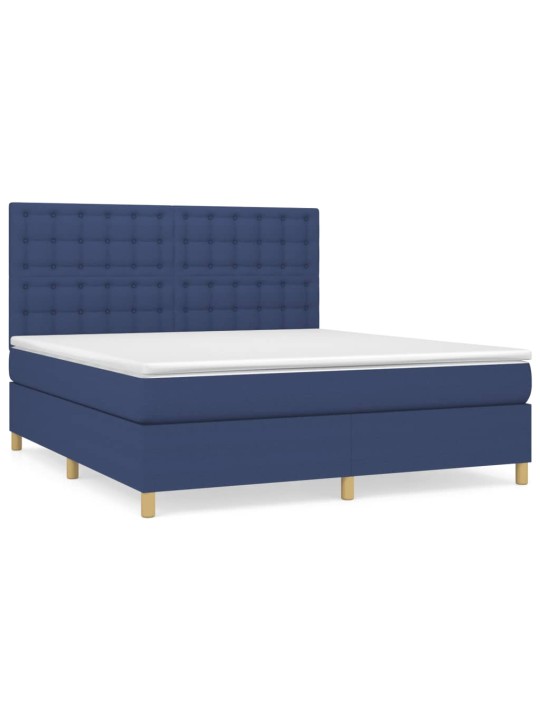 Box spring postel s matrací modrá 160x200 cm textil