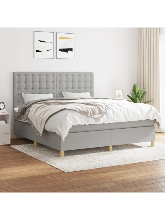 Box spring postel s matrací světle šedá 180 x 200 cm textil