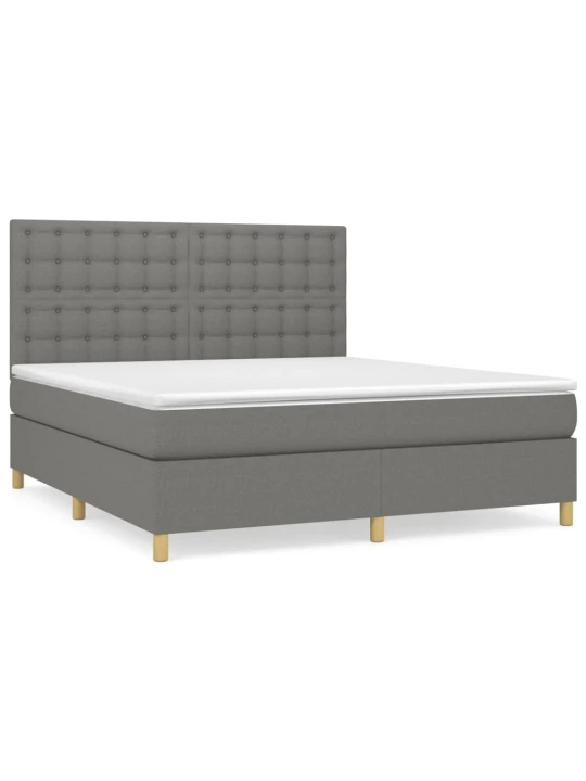 Box spring postel s matrací tmavě šedá 180x200 cm textil