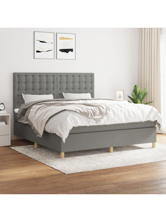 Box spring postel s matrací tmavě šedá 180x200 cm textil