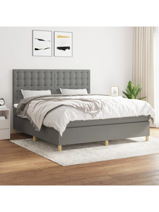 Box spring postel s matrací tmavě šedá 180x200 cm textil